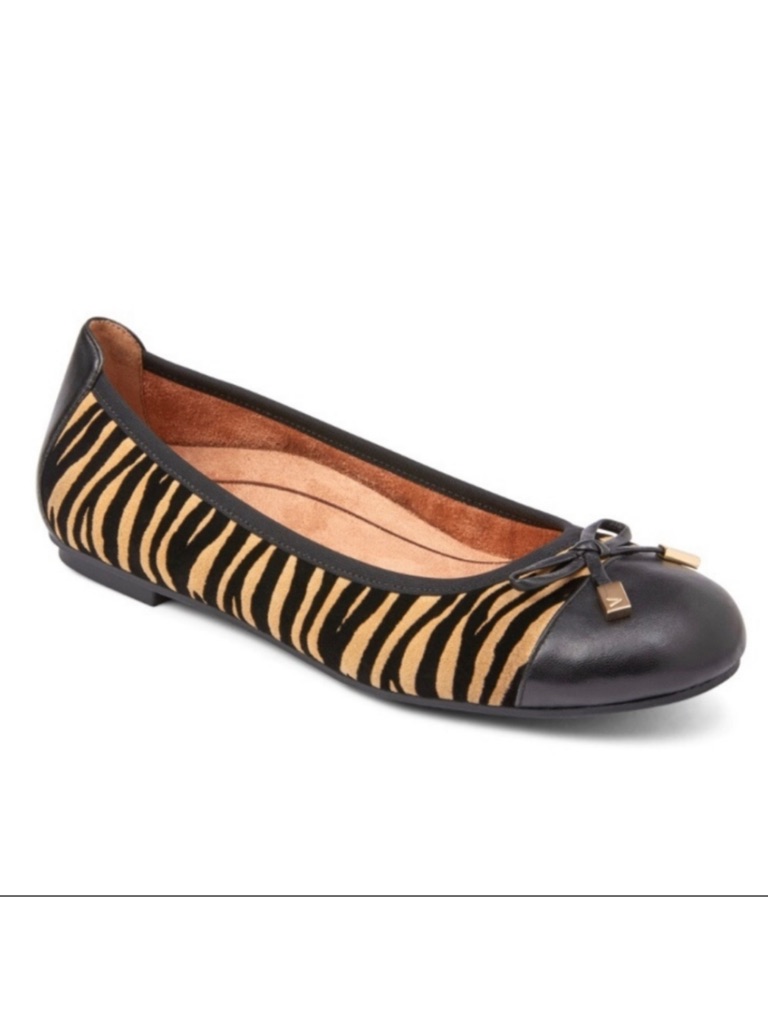 Vionic Minna Tiger Black & Tan Zebra Ballet Flat 8